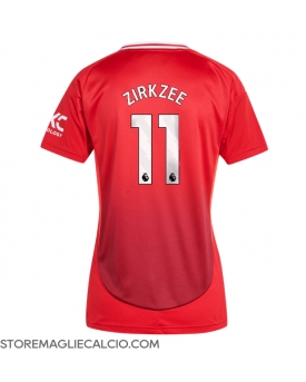 Manchester United Joshua Zirkzee #11 Maglia Gara Casa Repliche 2024-25 Donna Maniche Corte